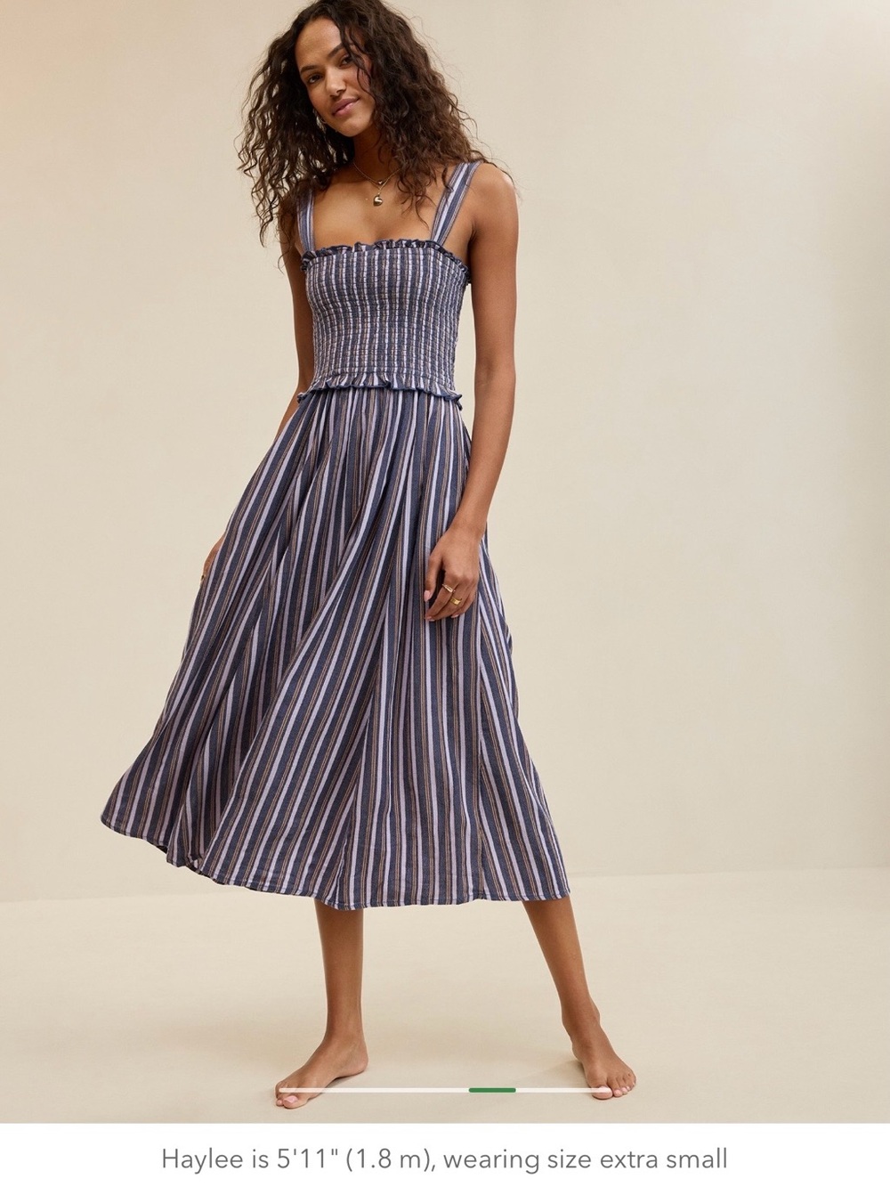 At The Barre Smocked Dress Navy - Picture 2 of 5